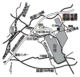 市道封鎖地点の地図
