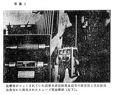共産党幹部宅に仕掛けられていた警察権力の盗聴器