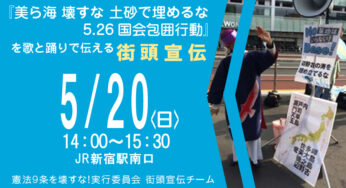 『美ら海 壊すな 土砂で埋めるな 5.26国会包囲行動』を歌と踊りで伝える街頭宣伝／新宿