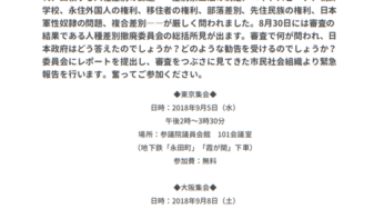 緊急報告集会-国連人種差別撤廃委員会日本審査／参院議員会館
