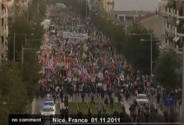 2011.11.01 G20を前にフランスで大規模な抗議デモ